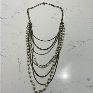Pearl and chain statement necklace